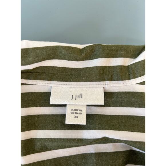 J. Jill striped blouse size XS green white cotton oversized button front - Picture 6 of 10